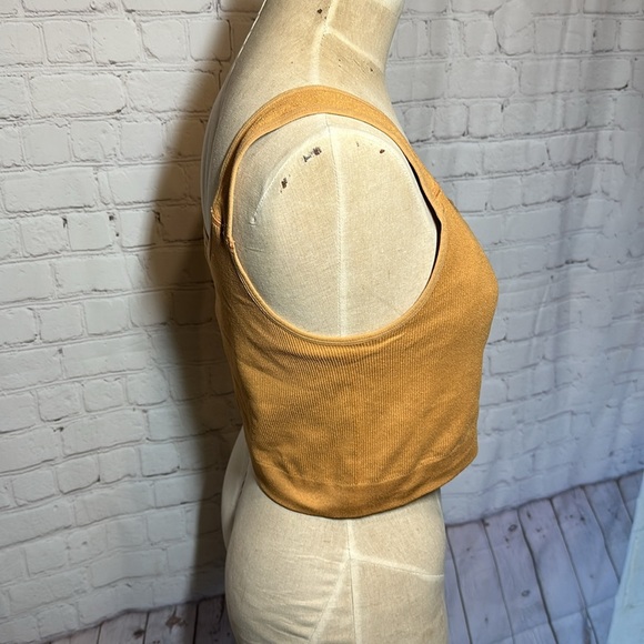 Ribbed round neck sport bra Jockey XL mustard yellow - Picture 2 of 4